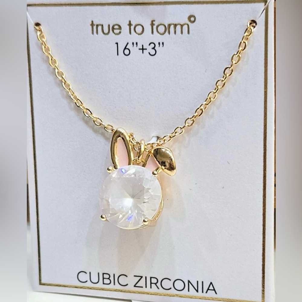 TRUE TO FORM SET Easter Bunny Rabbit Crackle CZ Matching Earrings & Necklace NWT - Picture 7 of 7